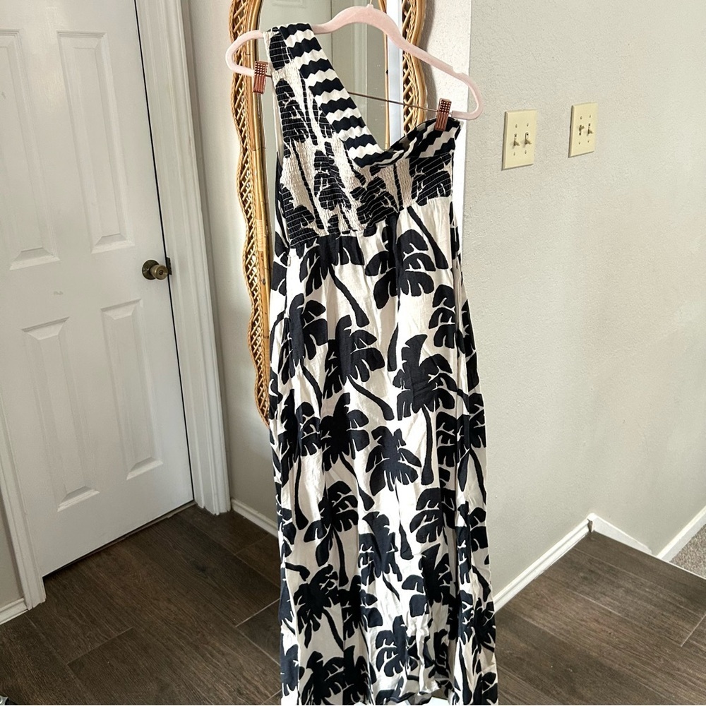 Farm Rio / One-Shoulder Linen Palm Tree Dress - Picture 5 of 8